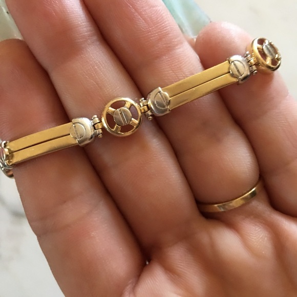 Vintage Fashion bracelet, 14k white & yellow gold - Picture 2 of 13